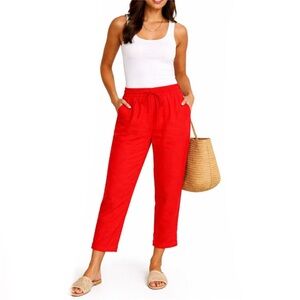 J.Crew Bright Orange Cropped Linen Cotton Drawstring Pants - Size 0